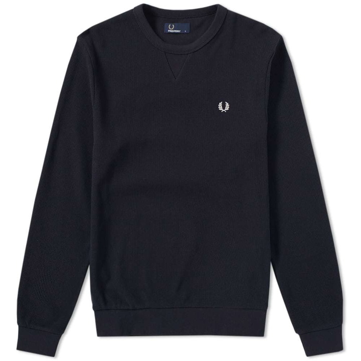 Photo: Fred Perry Waffle Crew Sweat Blue