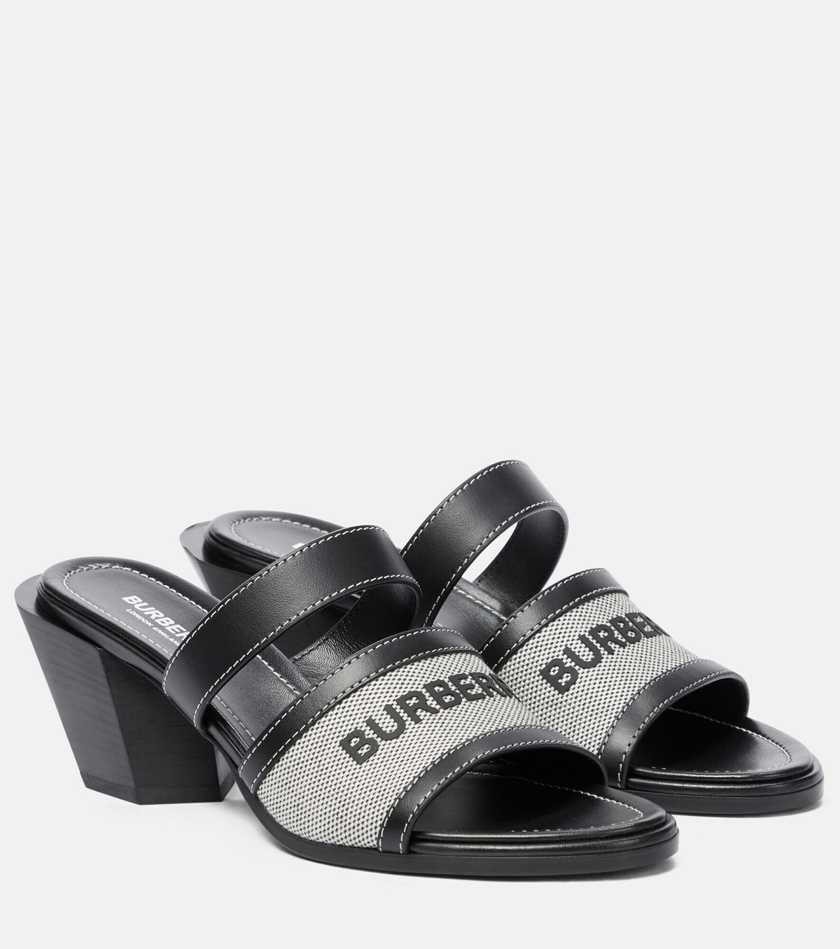 Leather Peep Sandals in Poison - Women | Burberry® Official