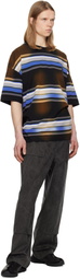 Juun.J Brown & Blue Washed Multi Stripe T-shirt