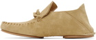 Loewe Beige Paula's Ibiza Suede Collapsible Heel Loafers