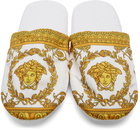 Versace White I Heart Baroque Slippers