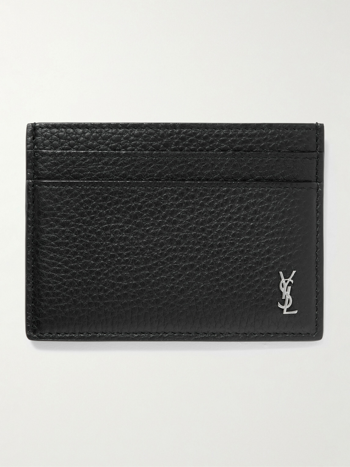 SAINT LAURENT - Tiny Cassandre Logo-Appliquéd Full-Grain Leather Cardholder