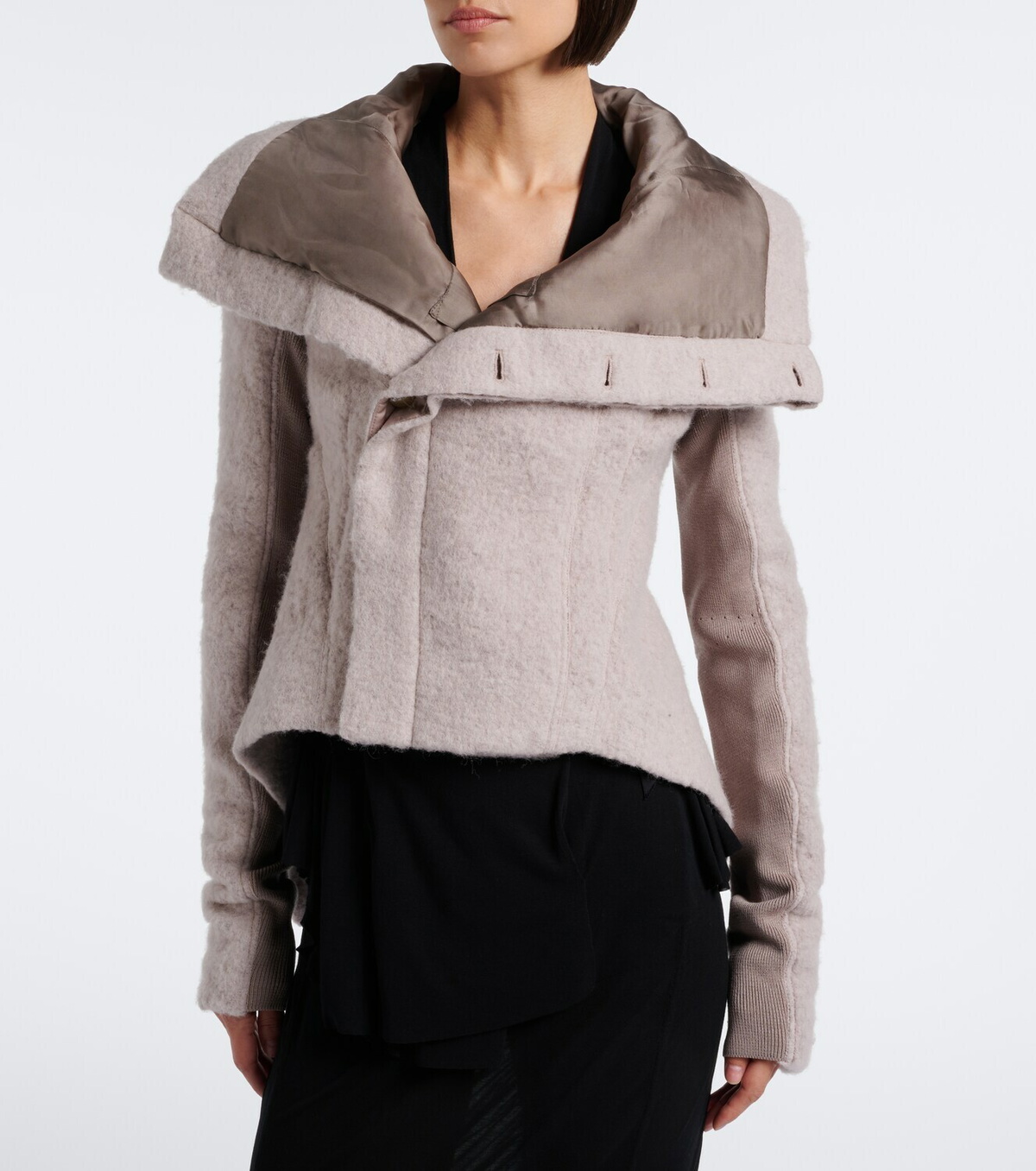 Rick Owens Asymmetric alpaca and wool-blend jacket