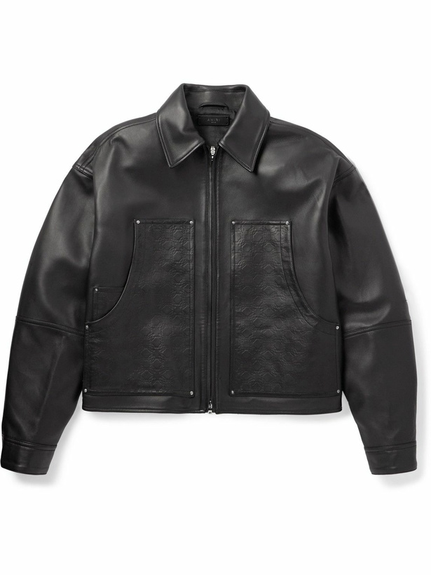 Photo: AMIRI - Logo-Debossed Leather Jacket - Black