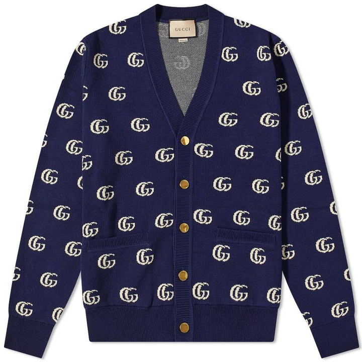 Photo: Gucci Men's GG Jacquard Cardigan in Navy