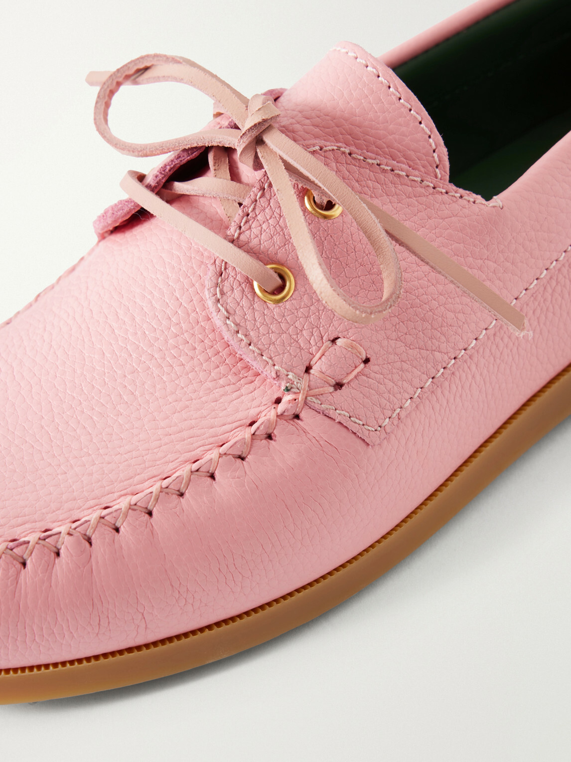VINNY's - Boatman Full-Grain Leather Boat Shoes - Pink