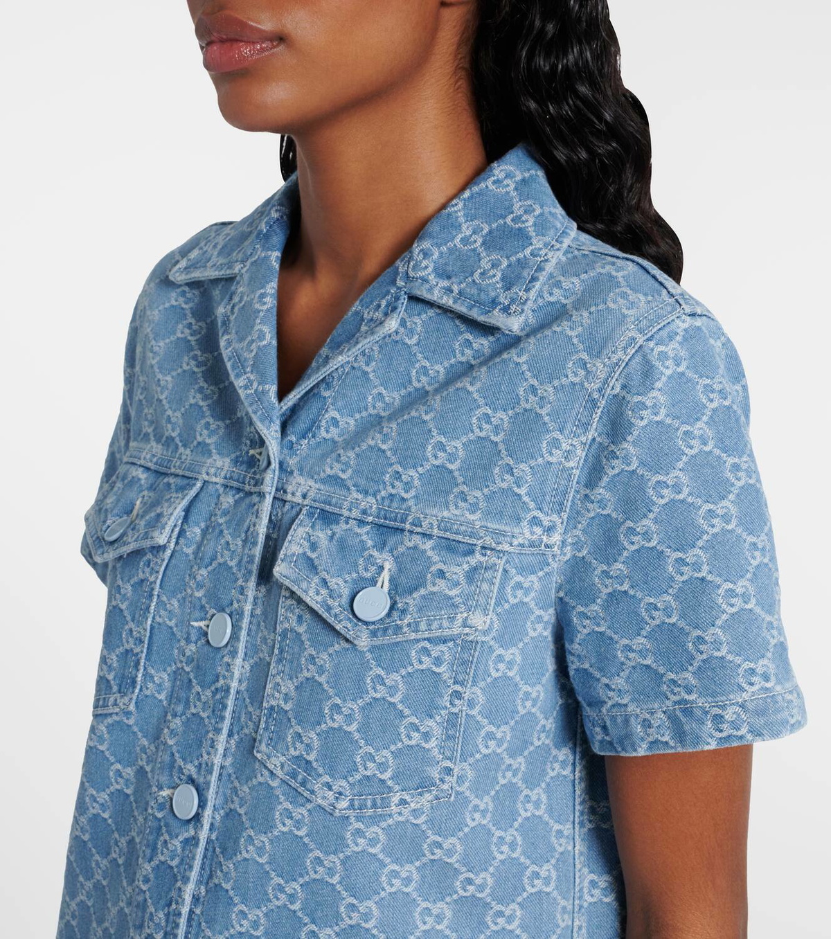 Gucci GG denim jacquard romper