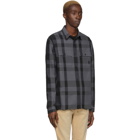 Marcelo Burlon County of Milan Grey and Black Logo Check Shirt