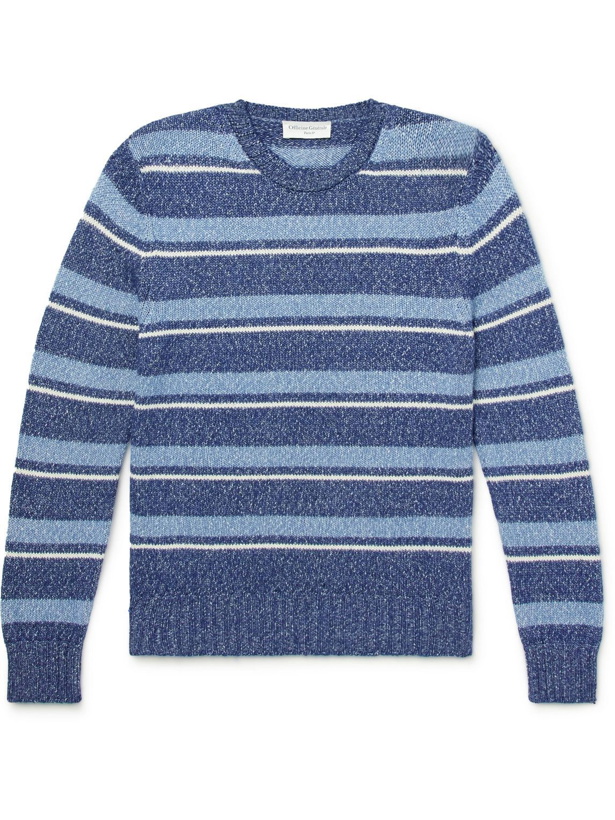 Photo: Officine Générale - Marco Striped Stretch-Cotton Sweater - Blue
