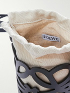 LOEWE - Anagram Cutout Leather and Herringbone Cotton-Canvas Pouch