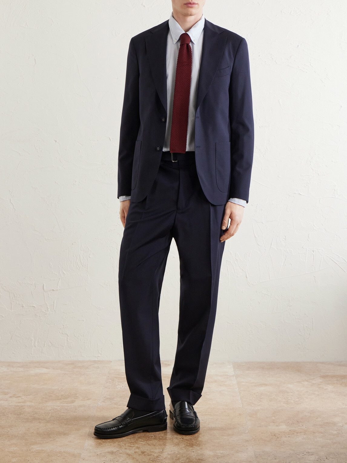 Officine Générale - Hugo Straight-Leg Pleated Virgin Wool Trousers - Blue