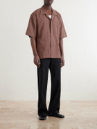 Kardo - Rohit Convertible-Collar Cotton-Jacquard Shirt - Brown