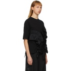 Enfold Black Soft Decorative Pleated T-Shirt