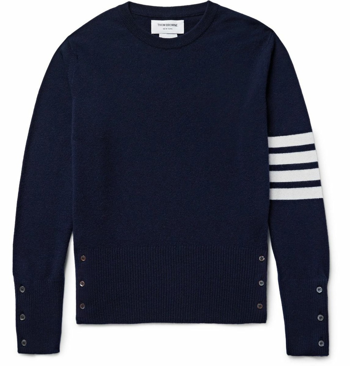 Photo: Thom Browne - Slim-Fit Striped Cashmere Sweater - Blue