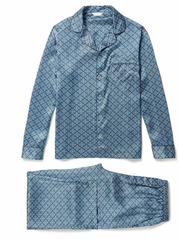 Photo: Derek Rose - Brindisi 89 Printed Silk-Satin Pyjama Set - Blue
