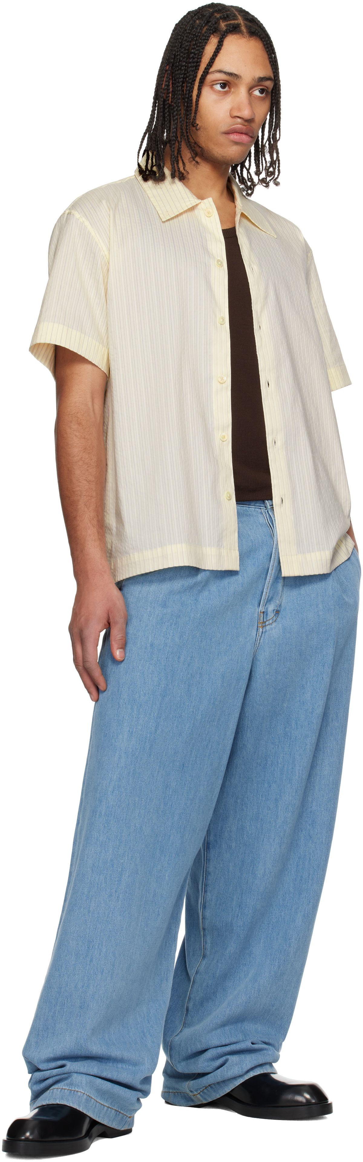 Dunst Off-White Collared Striped Shirt