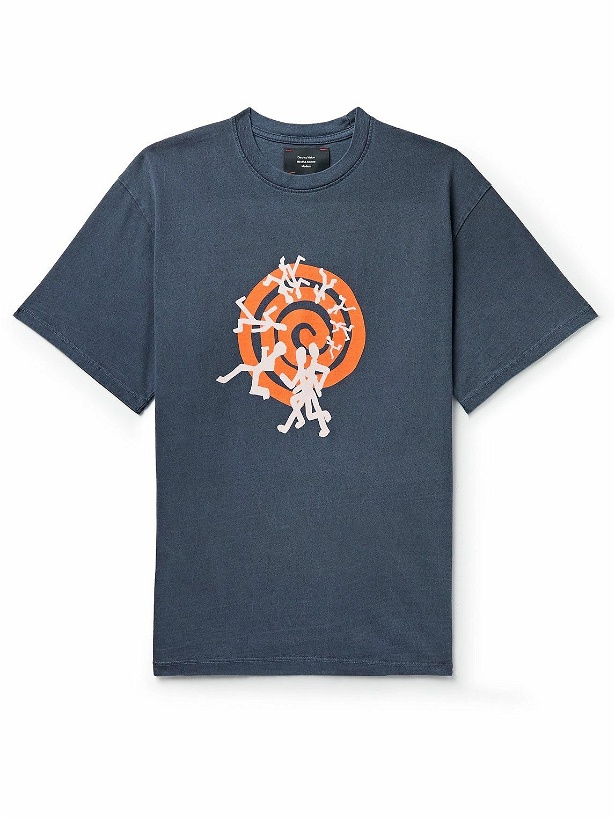 Photo: DISTRICT VISION - Karuna Logo-Print Recycled Cotton-Jersey T-Shirt - Blue