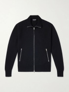 TOM FORD - Leather-Trimmed Merino Wool Cardigan - Black