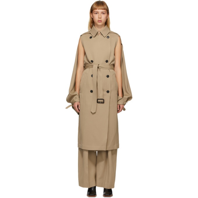 JW Anderson Beige Open Sleeve Cape Trench Coat JW Anderson