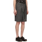 R13 Grey Check Crossover Shorts