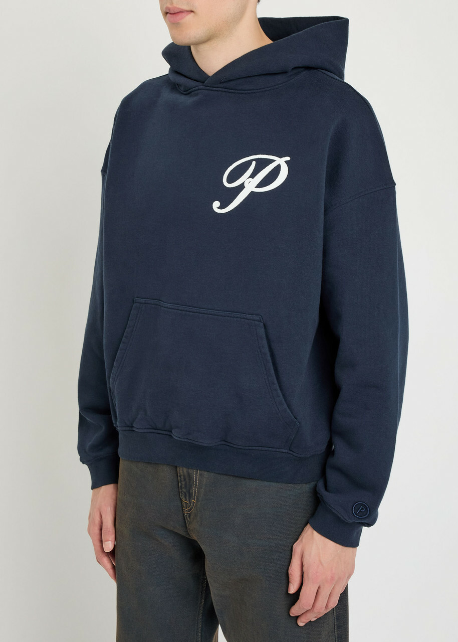 Picante Gallery Logo-print Hooded Cotton Sweatshirt Navy