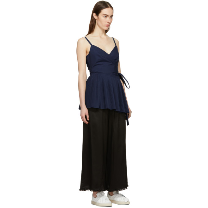 Cedric Charlier Navy Asymmetric Ruffle Camisole