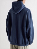BALENCIAGA - Oversized Appliquéd Cotton-Jersey Hoodie - Blue