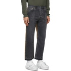 Valentino Black and Beige Dual Material Jeans