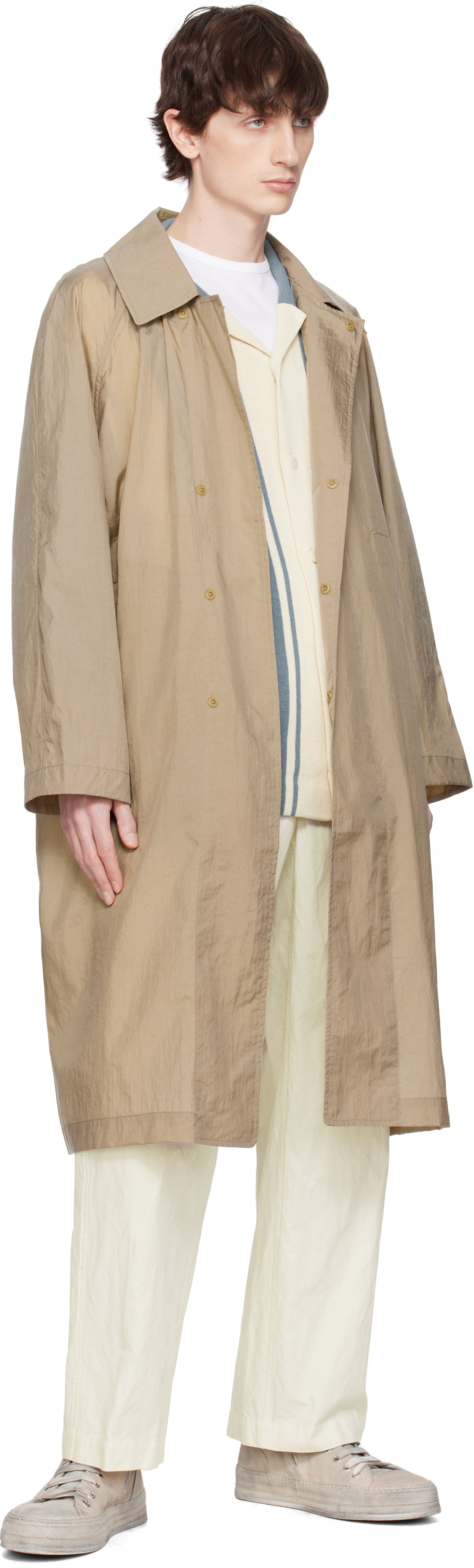 DOCUMENT Khaki Light Weight Nylon Water Proof Packable Coat