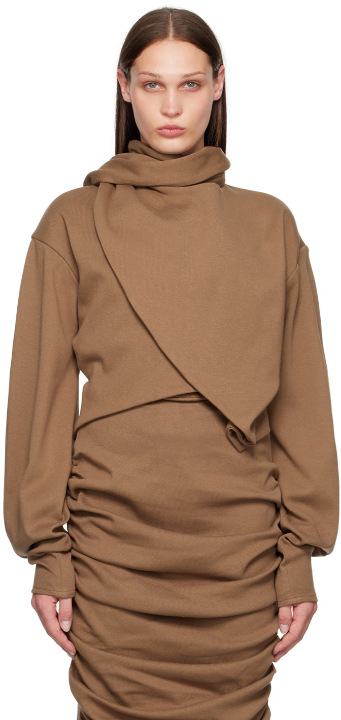 SELASI Brown Scarf Sweater