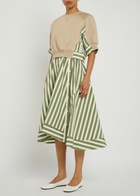 3.1 Phillip Lim Detachable-sweatshirt Striped Cotton Midi Dress Beige