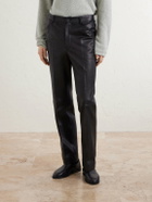 Auralee - Straight-Leg Full-Grain Leather Trousers - Black
