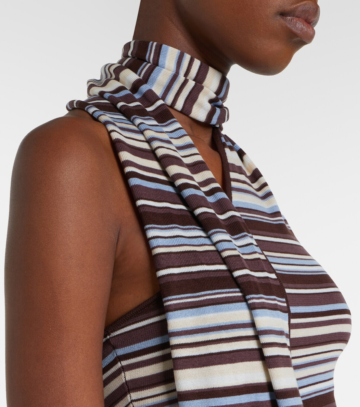Aya Muse Knitted scarf-detail striped minidress