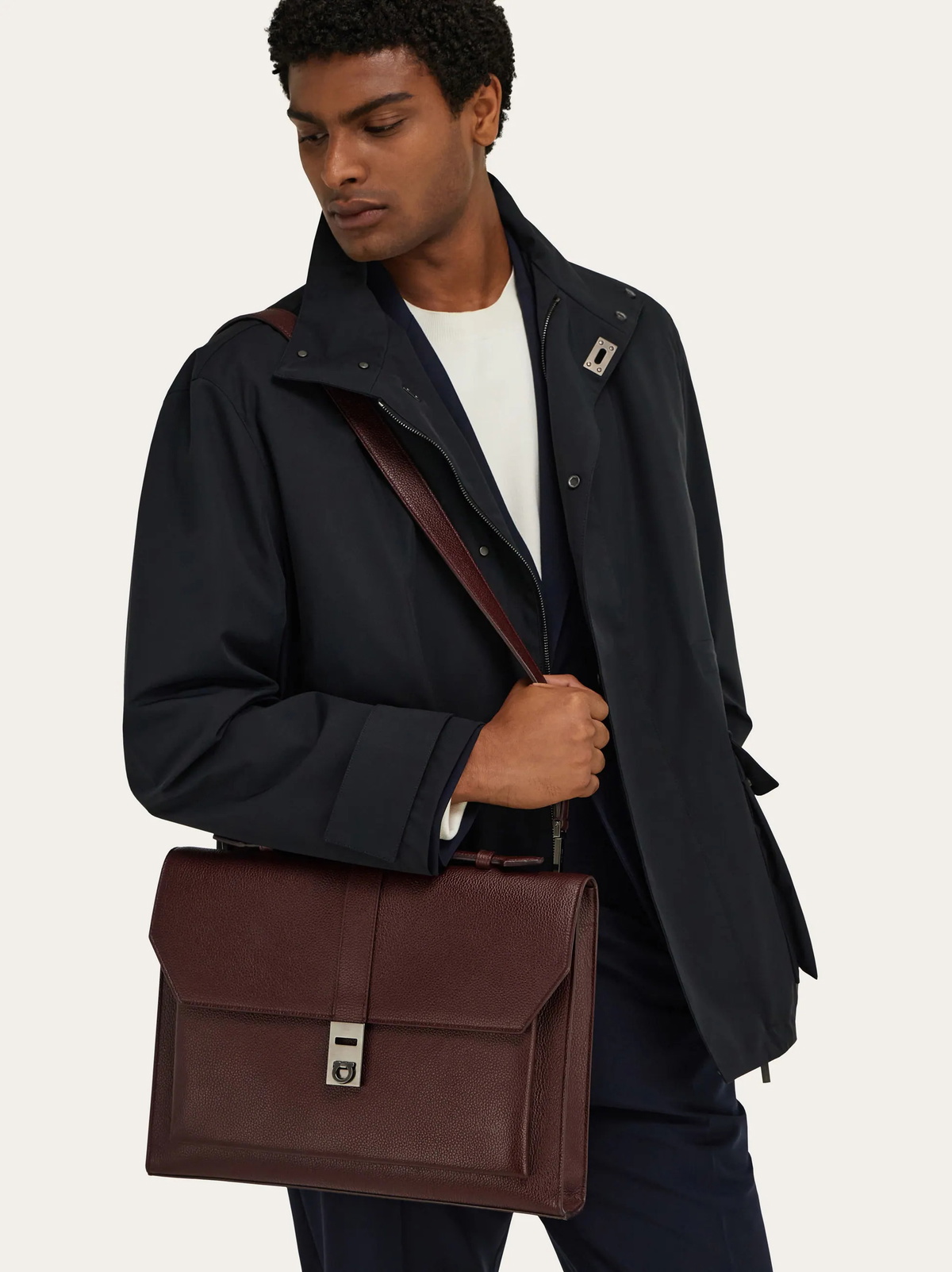 Ferragamo Mens Hug buckle briefcase in Red