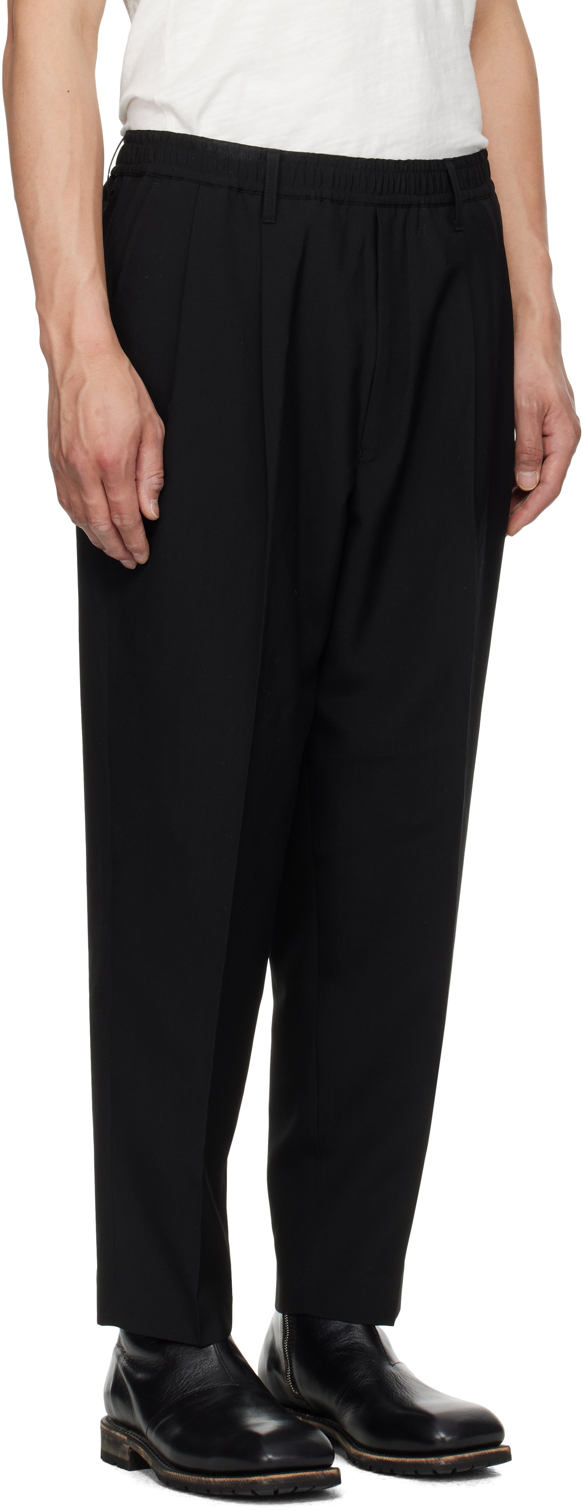 N.Hoolywood Black Wide Tapered Easy Trousers