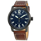 Citizen Chandler Eco-Drive Dark Blue Dial Brown Leather Mens Watch BM8478-01L