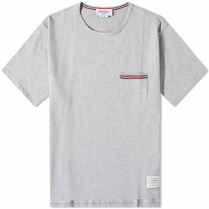 Photo: Thom Browne Men's Medium Weight Jersey Pocket T-Shirt in Light Grey