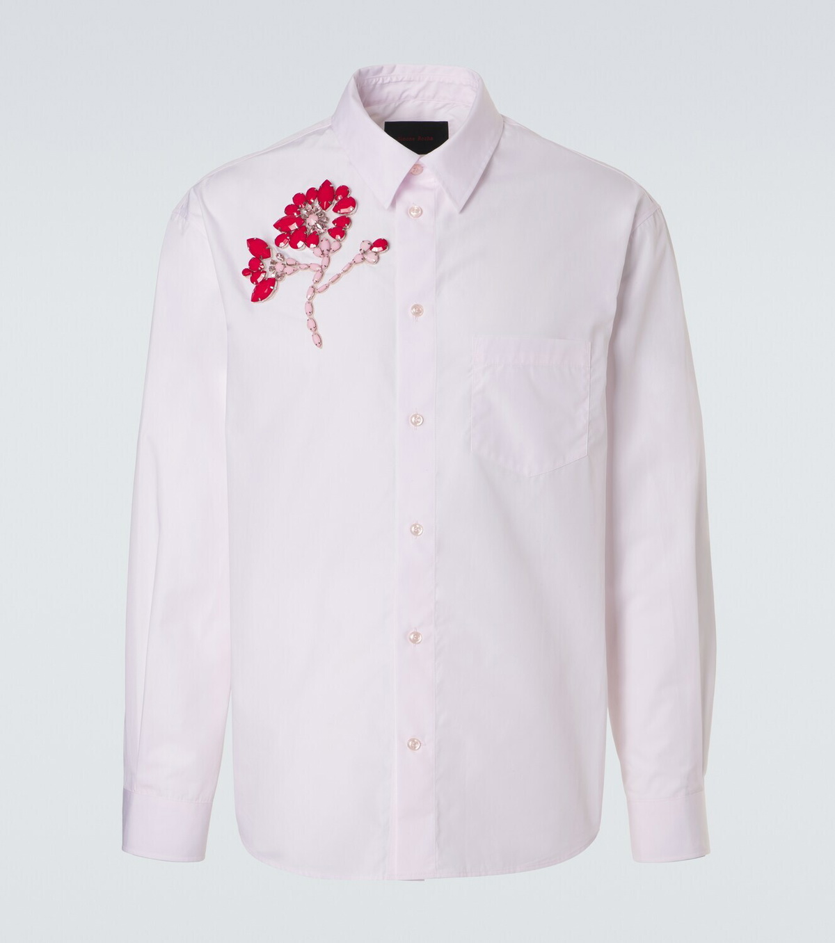 Simone Rocha Floral-appliqué cotton poplin shirt