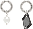 Justine Clenquet SSENSE Exclusive Silver & Black Laura Earrings