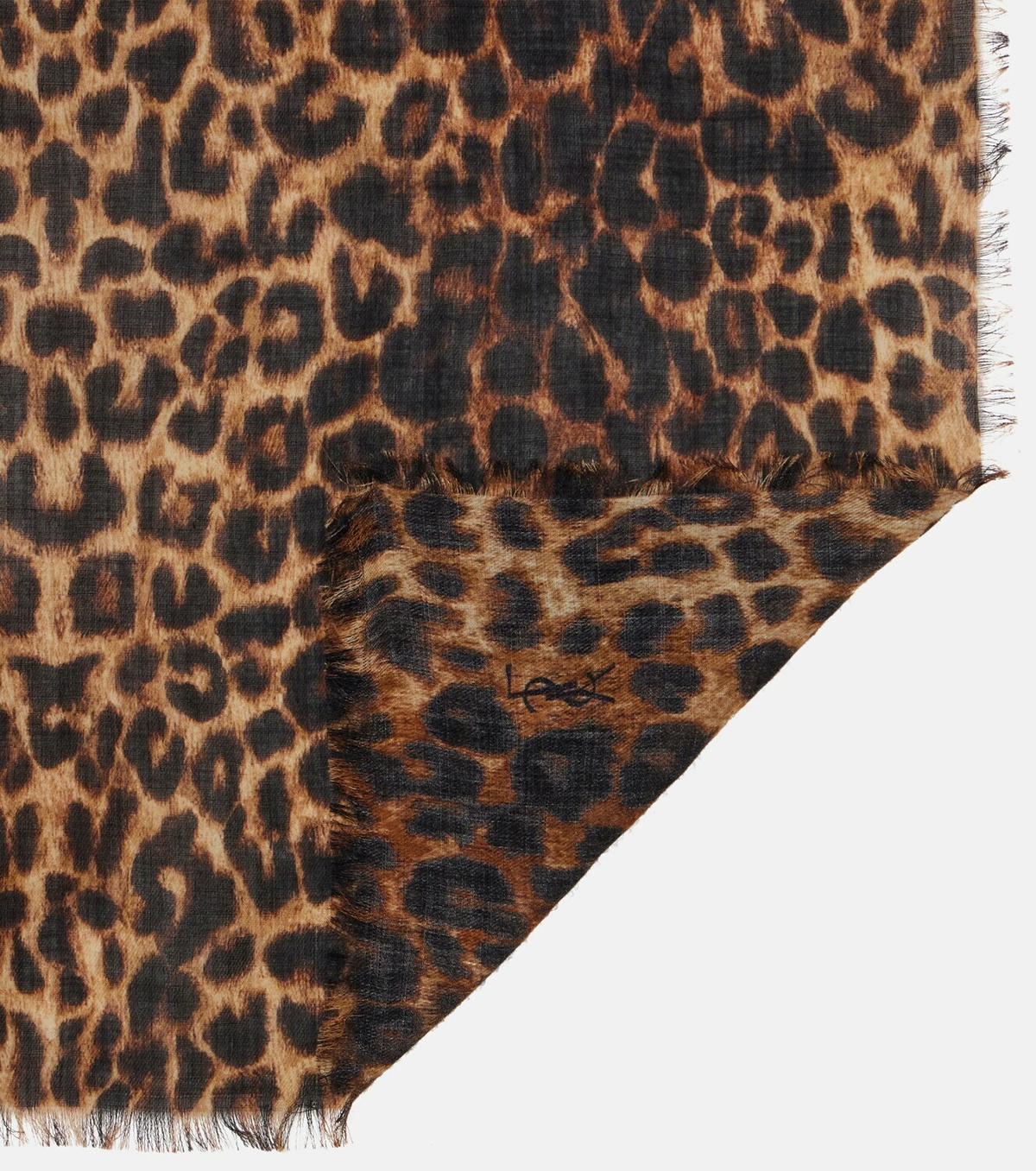 Saint Laurent Leopard-print wool scarf