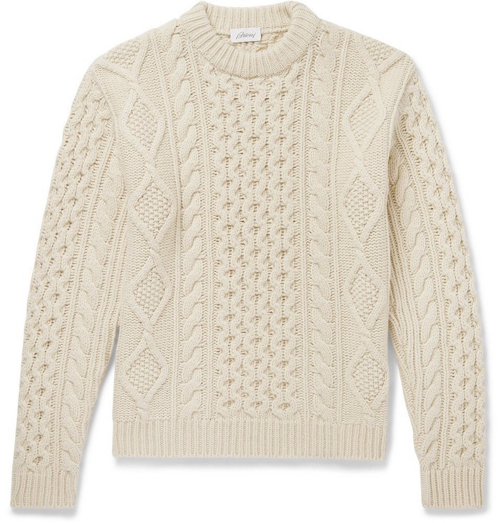 Photo: Brioni - Cable-Knit Camel Hair Sweater - Men - Cream