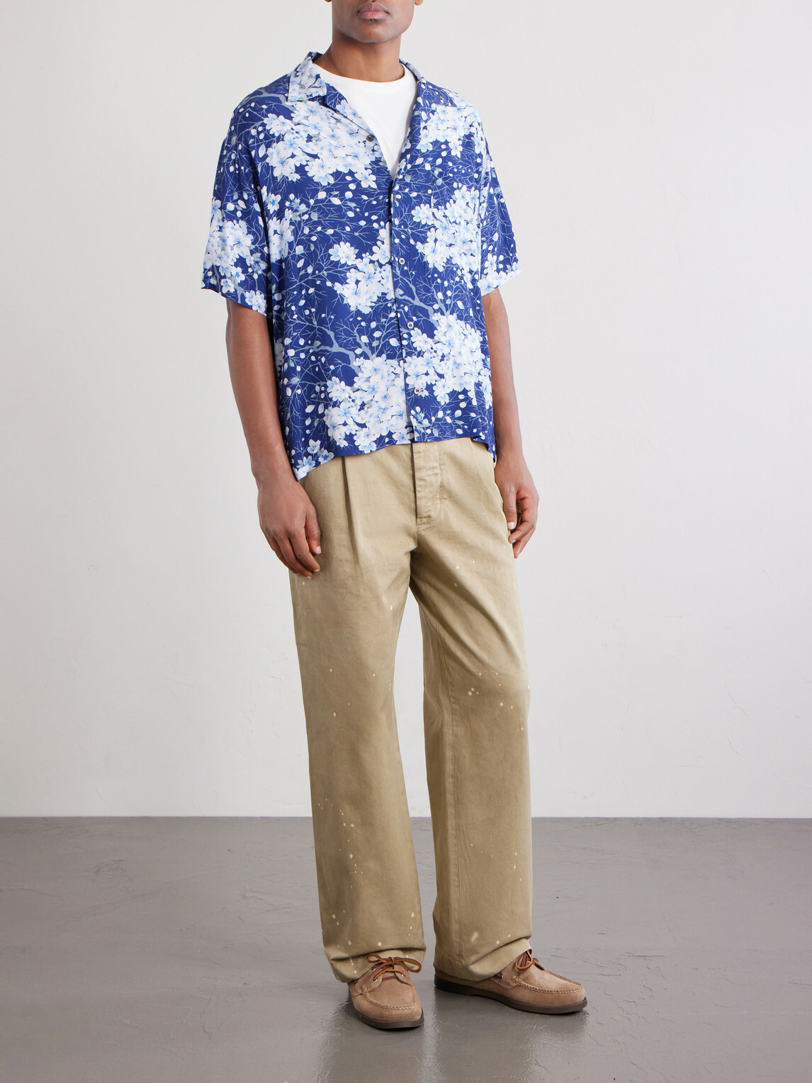 Blue Blue Japan - Sakura Kaza Convertible-Collar Woven Shirt - Blue