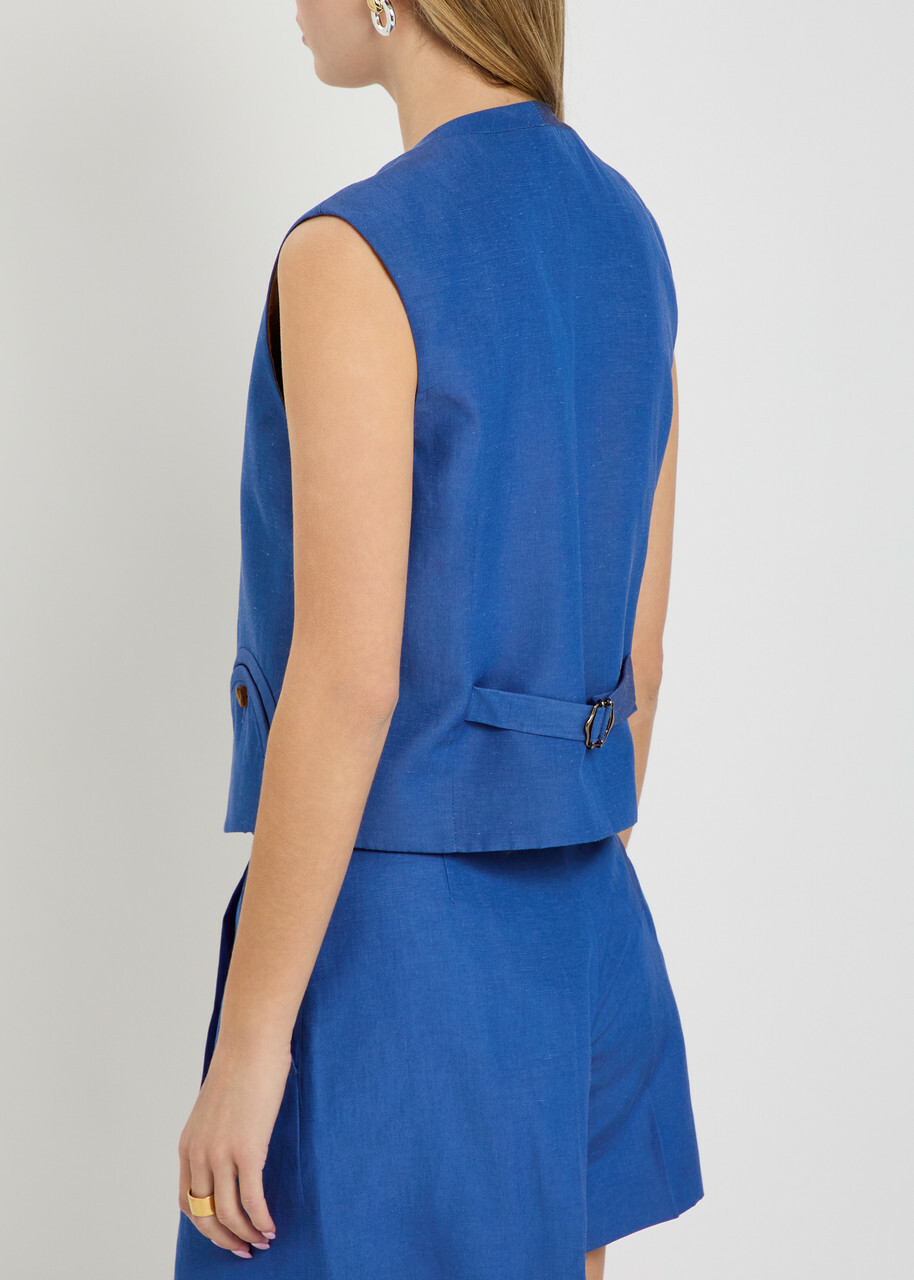 Blaze Milano Feral Silk and Linen-blend Vest Blue
