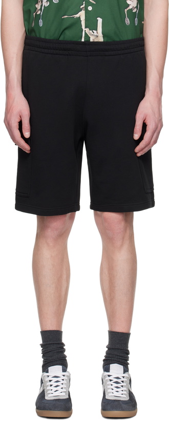 Photo: Lacoste Black Cotton Fleece Cargo Shorts