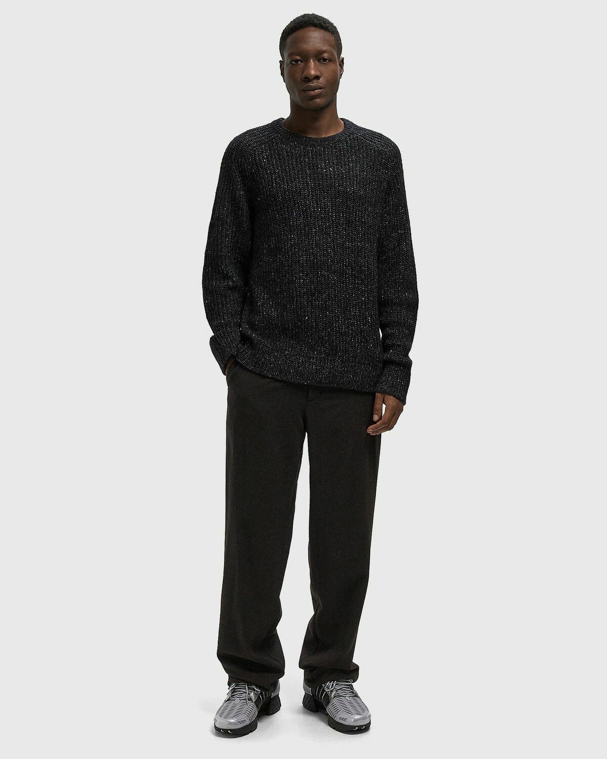 Calvin Klein Jeans LS NOVELTY YARN RAGLAN CREWNK SWEATER Black Mens Pullover