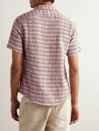 Corridor - Camp-Collar Striped Cotton-Blend Jacquard Shirt - Purple