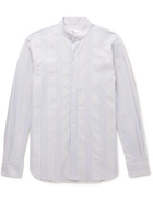 DOPPIAA - Aamilcare Grandad-Collar Striped Cotton-Jacquard Shirt - Blue