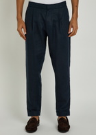 Che Tapered-leg Cropped Linen Trousers Navy