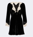 Rixo Carolina lace-trimmed velvet minidress