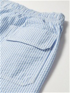 Anderson & Sheppard - Mid-Length Striped Seersucker Swim Shorts - Blue